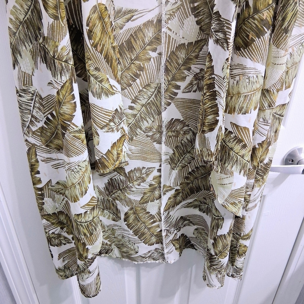 Kimono Duster Tropical Print Botanical Palm Leaves Long Length Gypsy Moondust - Picture 6 of 17